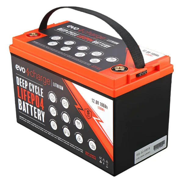 EvoCharge 12V 100Ah LiFePO4 Lithium Battery (12,8V 100Ah)
