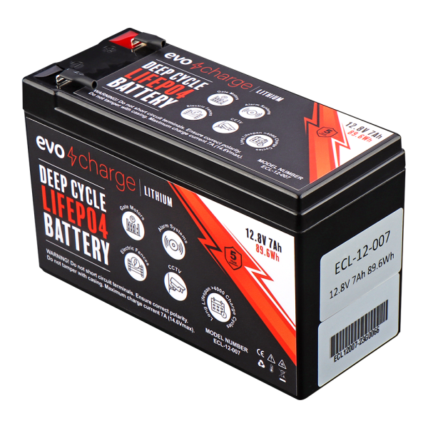 EvoCharge 12V 7Ah LiFePO4 Lithium Battery (12,8V 7Ah)